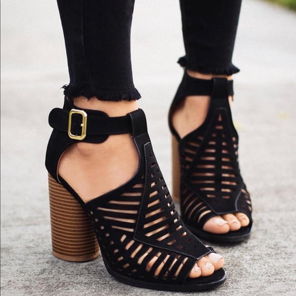 caged chunky heels